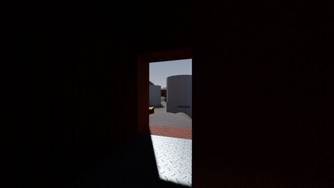 The catwalk doorway from inside